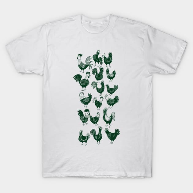 Chickens and Roosters T-Shirt by BeanstalkPrints